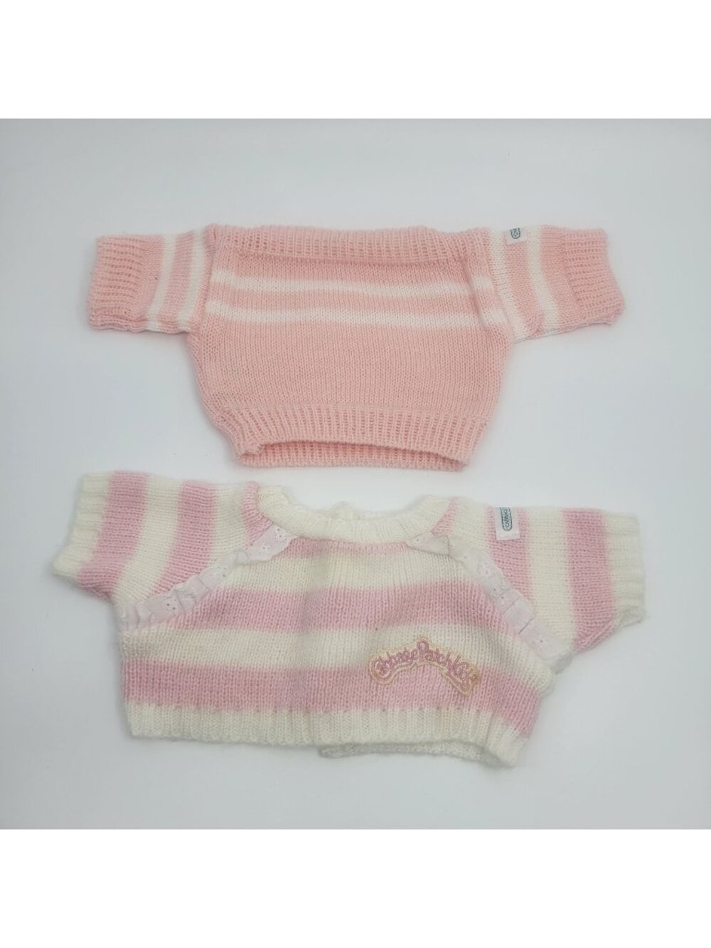 Cabbage Patch Kids Doll Clothes Lot- Pink & White Striped Knit Sweaters Taiwan